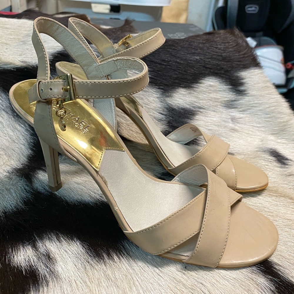 Michael Kors Woman's Elisa Nude Ankle Strap Heel Sandal